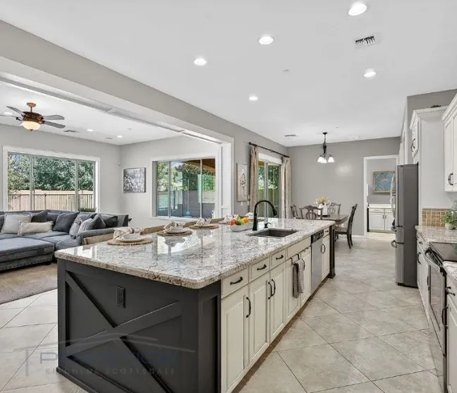 Large Open Concept Kitchen with Double-Sided Island