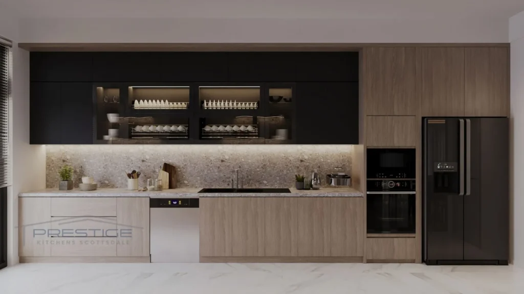 minimalist style glass kitchen cabinet decoration